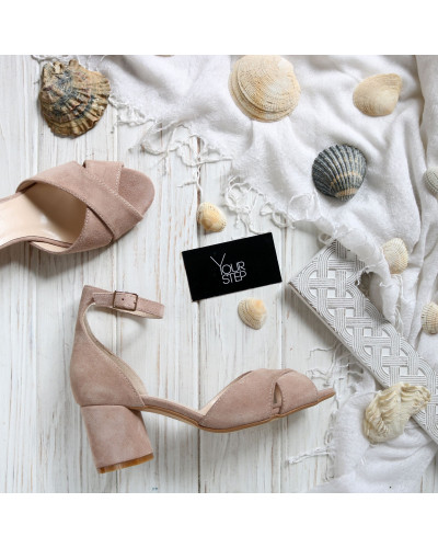 Босоніжки з замші на підборах Арт. 605-10/45Ок