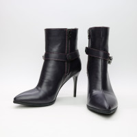 Ботинки из кожи цвета баклажан на шпильке с фурнитурой Арт. 35-10/35-3647