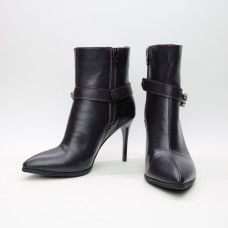 Ботинки из кожи цвета баклажан на шпильке с фурнитурой Арт. 35-10/35-3647