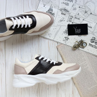 Бежеві шкіряні кросівки Арт. Kr-4/188