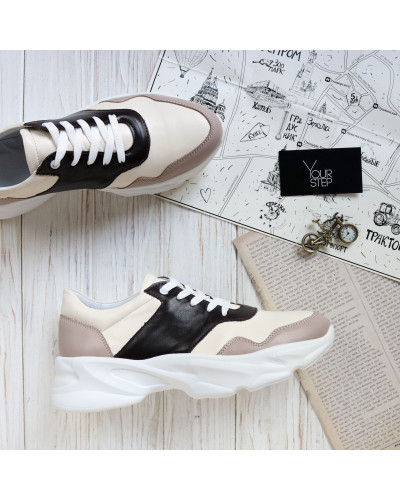 Бежеві шкіряні кросівки Арт. Kr-4/188