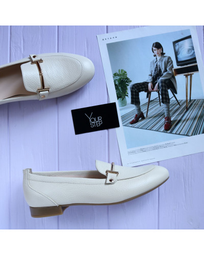 Лофери із бежевої шкіри Арт. 156-1Hill-2578