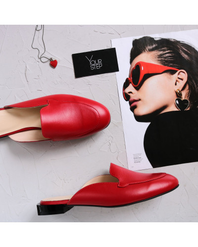 Мюлі із червоної шкіри Арт. 156-2/33