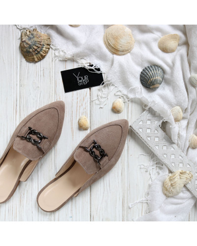 Замшеві бежеві мюлі Арт. 17-9-2838