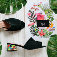 Мюлі із зеленого велюру Арт. 456-2/53Ок