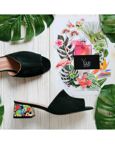 Мюлі із зеленого велюру Арт. 456-2/53Ок