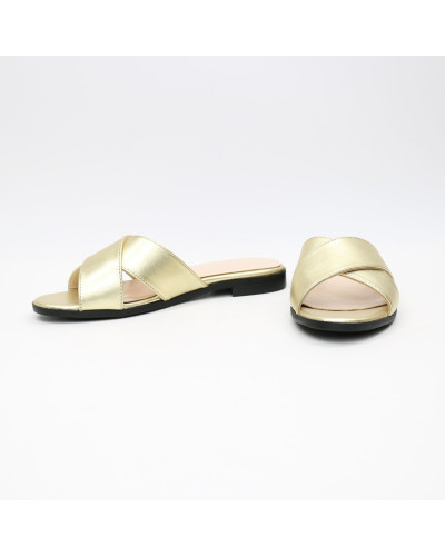 Шльопанці з золотого велюру Арт. 10-19/D100