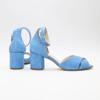 Босоніжки з блакитної замші Арт. 605-10/45Ок