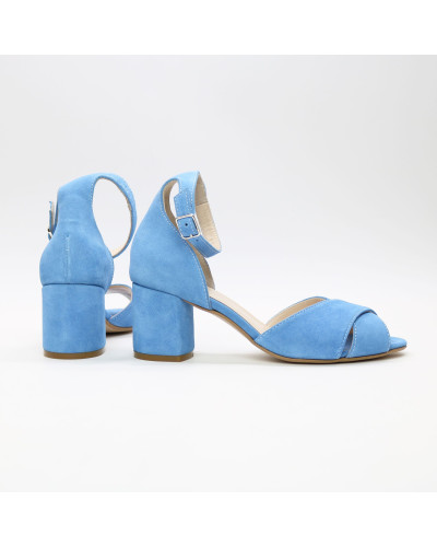 Босоніжки з блакитної замші Арт. 605-10/45Ок