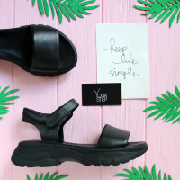 Сандалі з чорної шкіри на липучках Арт. 10-24/193