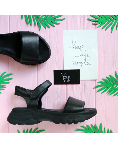 Сандалі з чорної шкіри на липучках Арт. 10-24/193