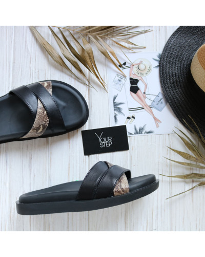 Шльопанці з чорної шкіри Арт. 008-1/21067