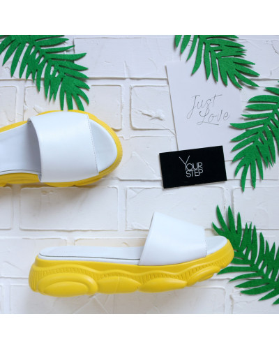 Шльопанці з білої шкіри Арт. 10-9/197