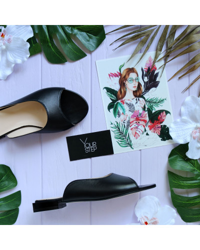 Шльопанці з чорної шкіри Арт. 10-28/33