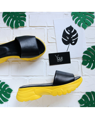 Шльопанці з чорної шкіри Арт. 10-9/193