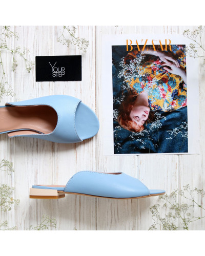 Шльопанці з блакитної шкіри Арт. 10-28/33
