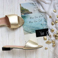 Шльопанці з золотого велюру Арт. 10-26/33