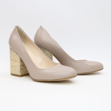 Туфли из бежевой кожи на устойчивом каблуке Арт. 95-1/49Ок