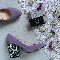 Туфли из лиловой замши на устойчивом каблуке Арт. 95-1/49Ок