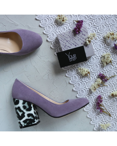 Туфли из лиловой замши на устойчивом каблуке Арт. 95-1/49Ок