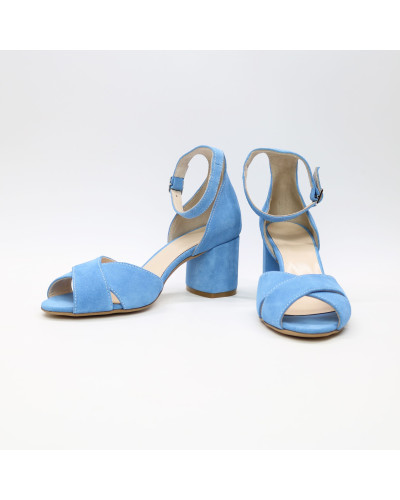 Босоніжки з блакитної замші Арт. 605-10/45Ок