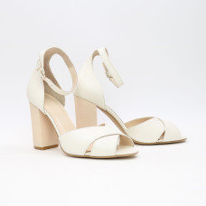 Босоніжки з бежевої шкіри на підборах Арт. 95-12/42