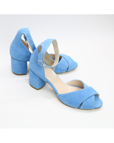 Босоніжки з блакитної замші Арт. 605-10/45Ок