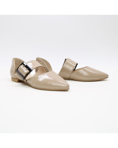 Бежеві лакові балетки з пряжкою Арт. 17-10