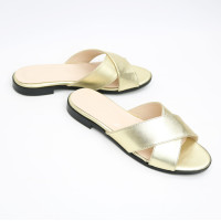 Шльопанці з золотого велюру Арт. 10-19/D100