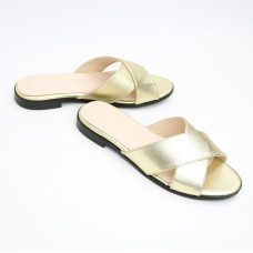 Шльопанці з золотого велюру Арт. 10-19/D100