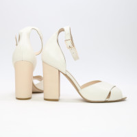 Босоніжки з бежевої шкіри на підборах Арт. 95-12/42