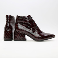 Ботильоны из лаковой кожи под рептилию в цвете бордо Арт. 657-10/w324Ок