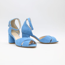 Босоніжки з блакитної замші Арт. 605-10/45Ок