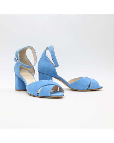 Босоніжки з блакитної замші Арт. 605-10/45Ок