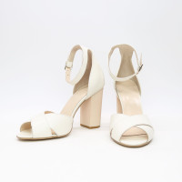 Босоніжки з бежевої шкіри на підборах Арт. 95-12/42