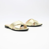 Шльопанці з золотого велюру Арт. 10-19/D100