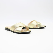 Шльопанці з золотого велюру Арт. 10-19/D100