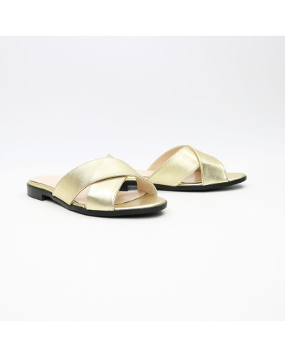 Шльопанці з золотого велюру Арт. 10-19/D100