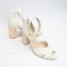 Босоніжки з бежевої шкіри на підборах Арт. 95-12/42