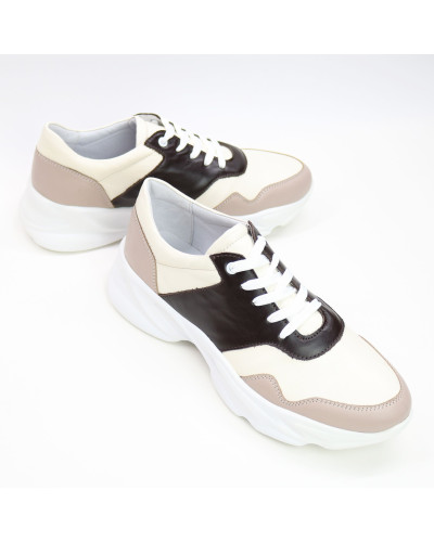 Бежеві шкіряні кросівки Арт. Kr-4/188