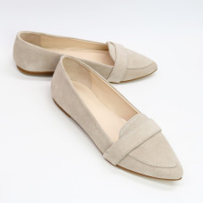Бежеві замшеві балетки з гострим носком — витончений комфорт для кожного дня (Арт. 17‑7П)