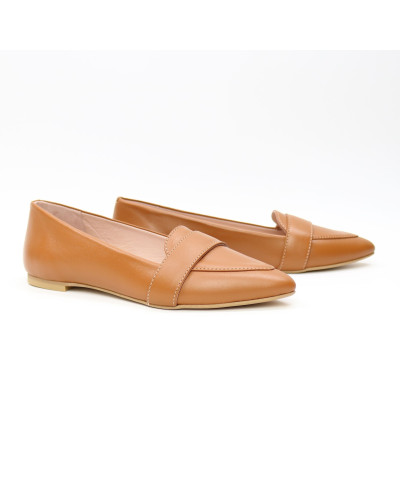 Кожаные балетки в рыжем цвете (Арт.17-7П)