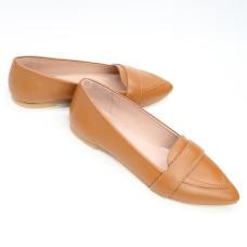 Руді шкіряні балетки з гострим носком — тепло й комфорт у повсякденному стилі (Арт. 17‑7П)