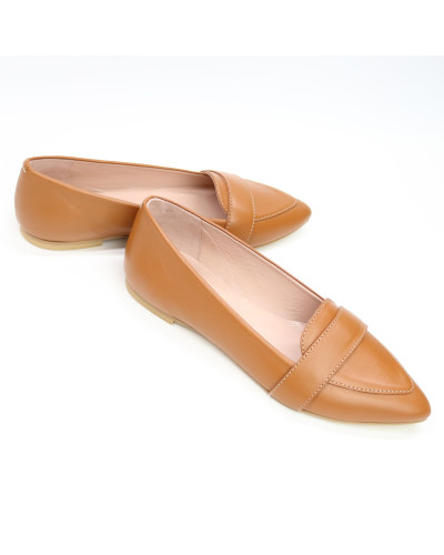 Кожаные балетки в рыжем цвете (Арт.17-7П)