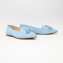 Замшевые балетки с кистями в голубом цвете – утонченность и ежедневный комфорт (Арт.17-7К)