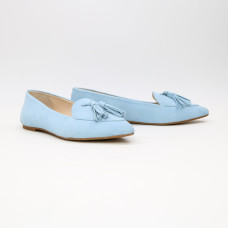Замшеві балетки з китицями в блакитному кольорі — витонченість і щоденний комфорт (Арт. 17‑7К)