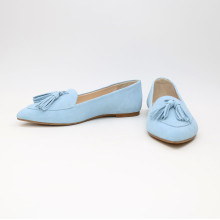 Замшевые балетки с кистями в голубом цвете – утонченность и ежедневный комфорт (Арт.17-7К)