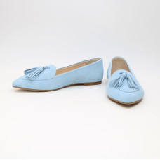 Замшеві балетки з китицями в блакитному кольорі — витонченість і щоденний комфорт (Арт. 17‑7К)