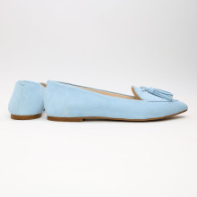 Замшевые балетки с кистями в голубом цвете – утонченность и ежедневный комфорт (Арт.17-7К)