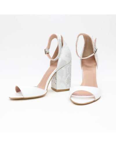 Босоніжки білого кольору на підборах Арт. 95-11/49Ок